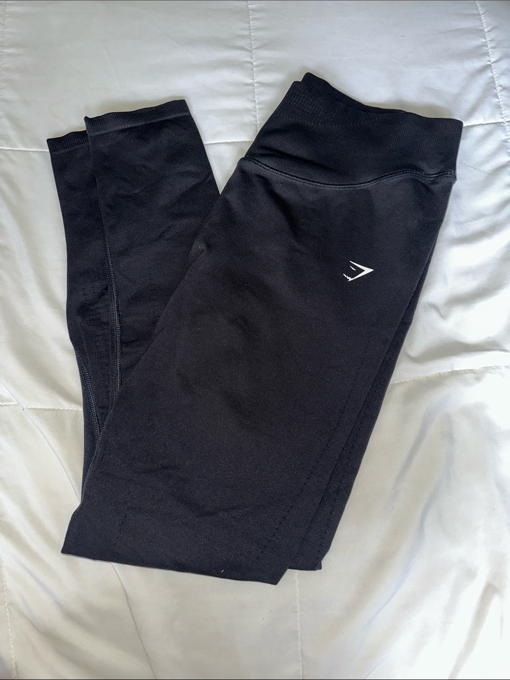 Gymshark Black Performance Leggings with White Logo